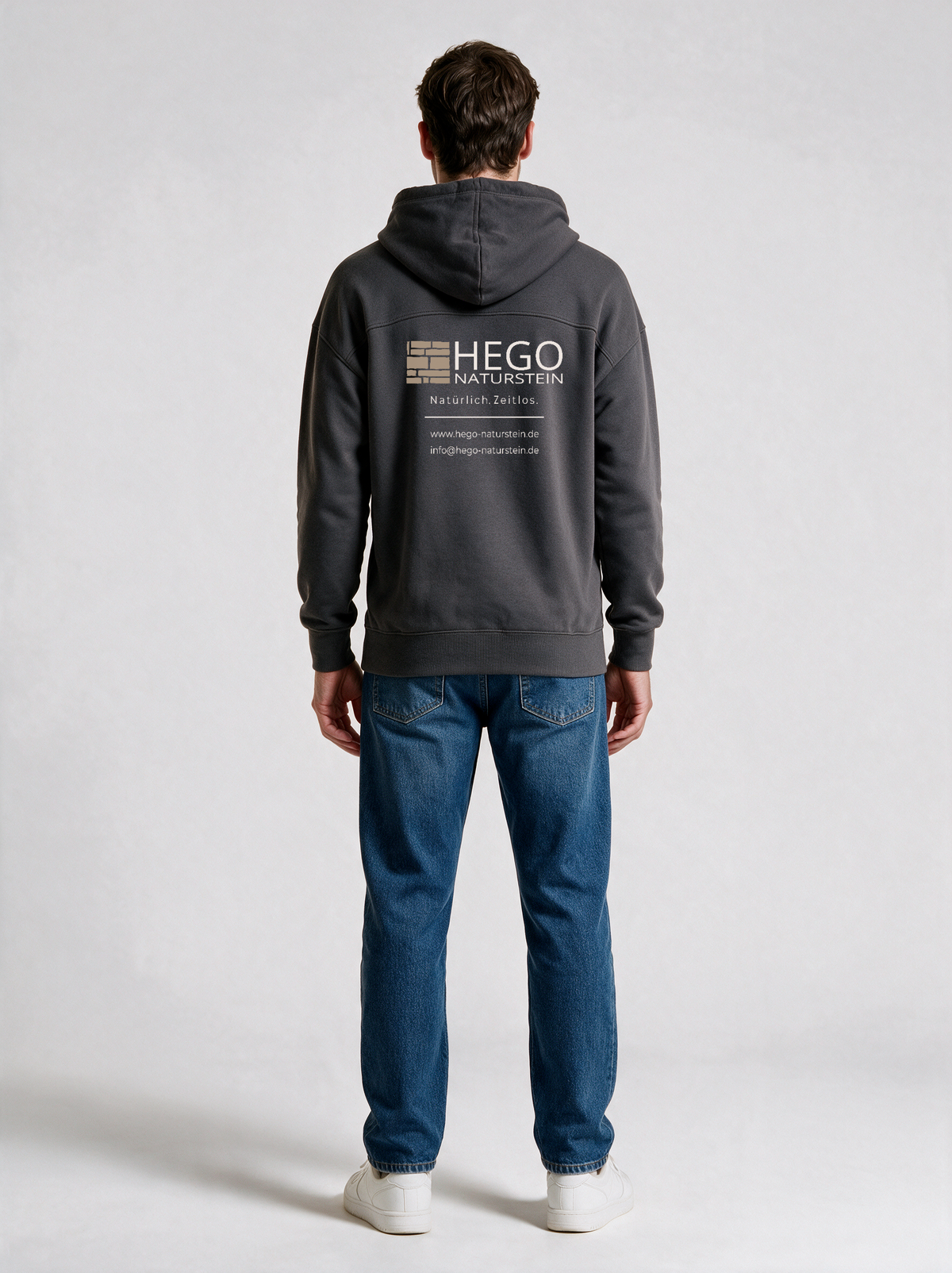 Hoodie Unisex HEGO Naturstein GmbH Dunkelgrau in Dunkelgrau, Rückansicht