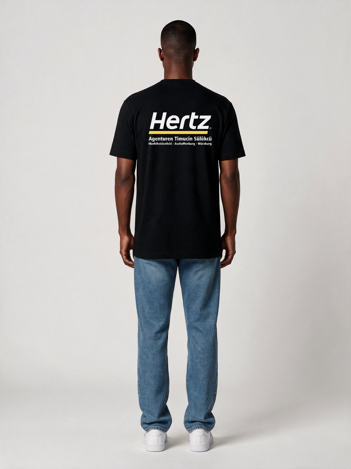 T-Shirt Hertz Würzburg Schwarz in Schwarz, Rückansicht
