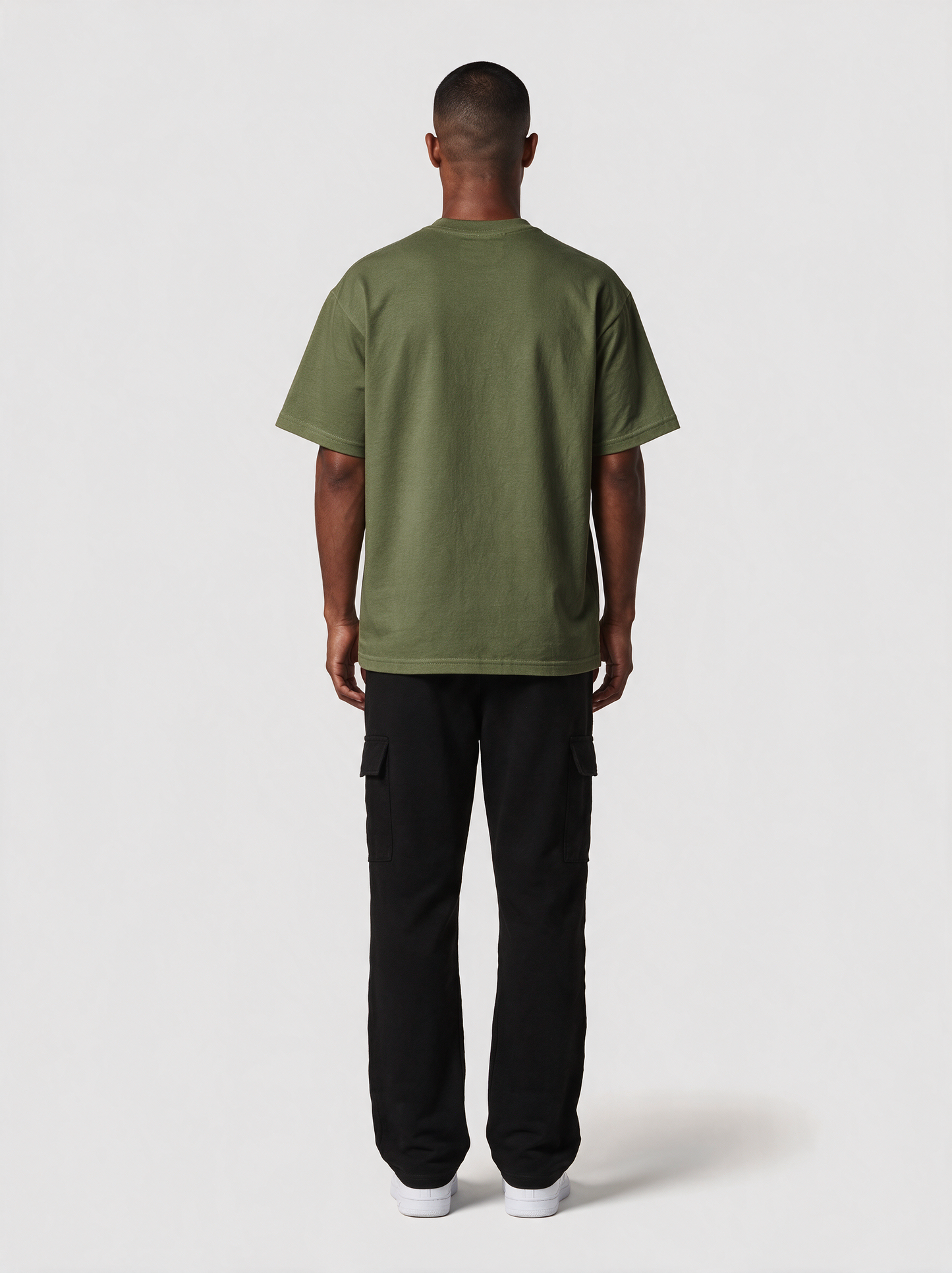 T-Shirt Oversize Ultra Heavy in Oliv, Rückansicht