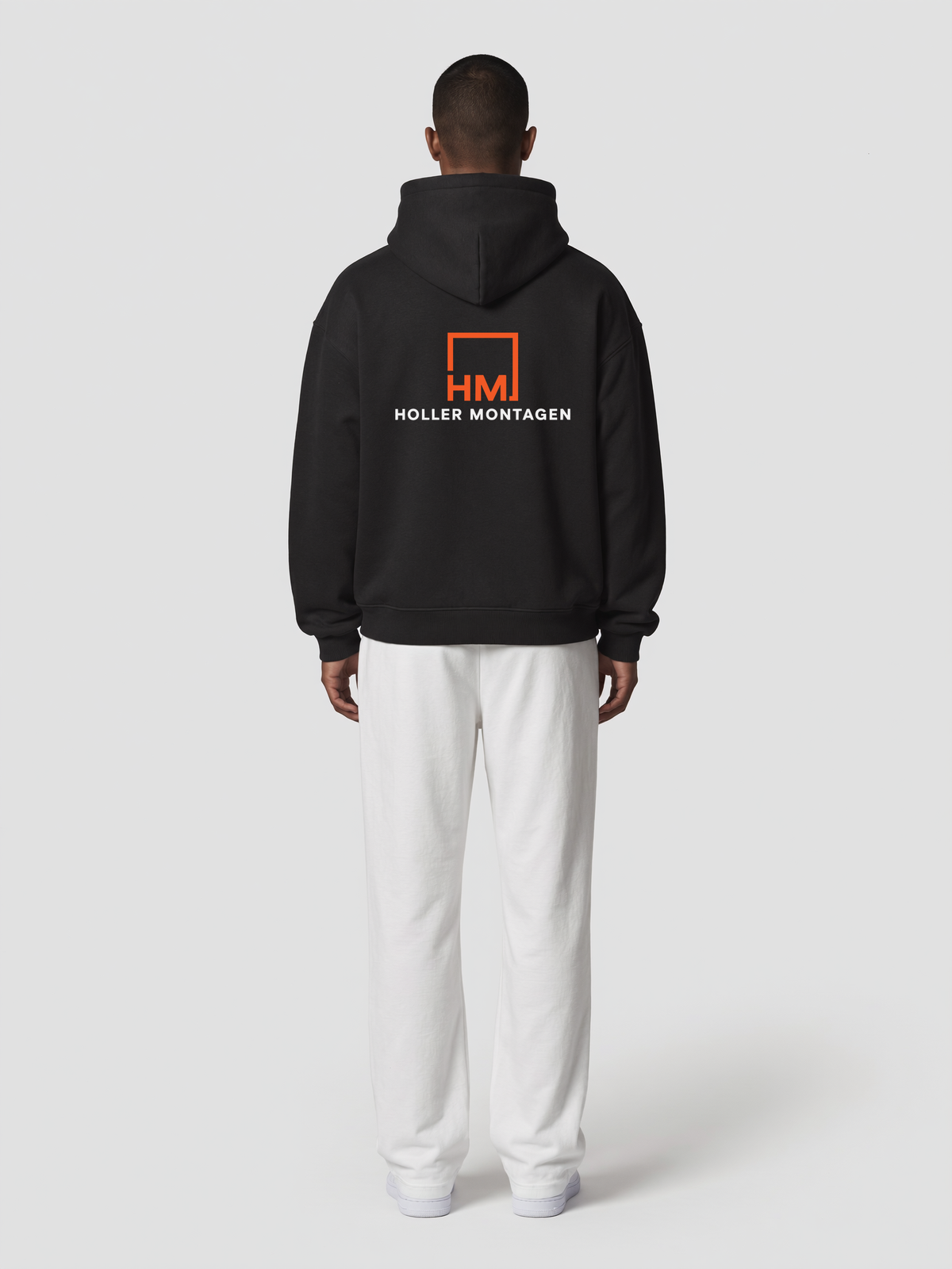 Hoodie Oversize Heavy Holler Montagen Schwarz in Schwarz, Rückansicht