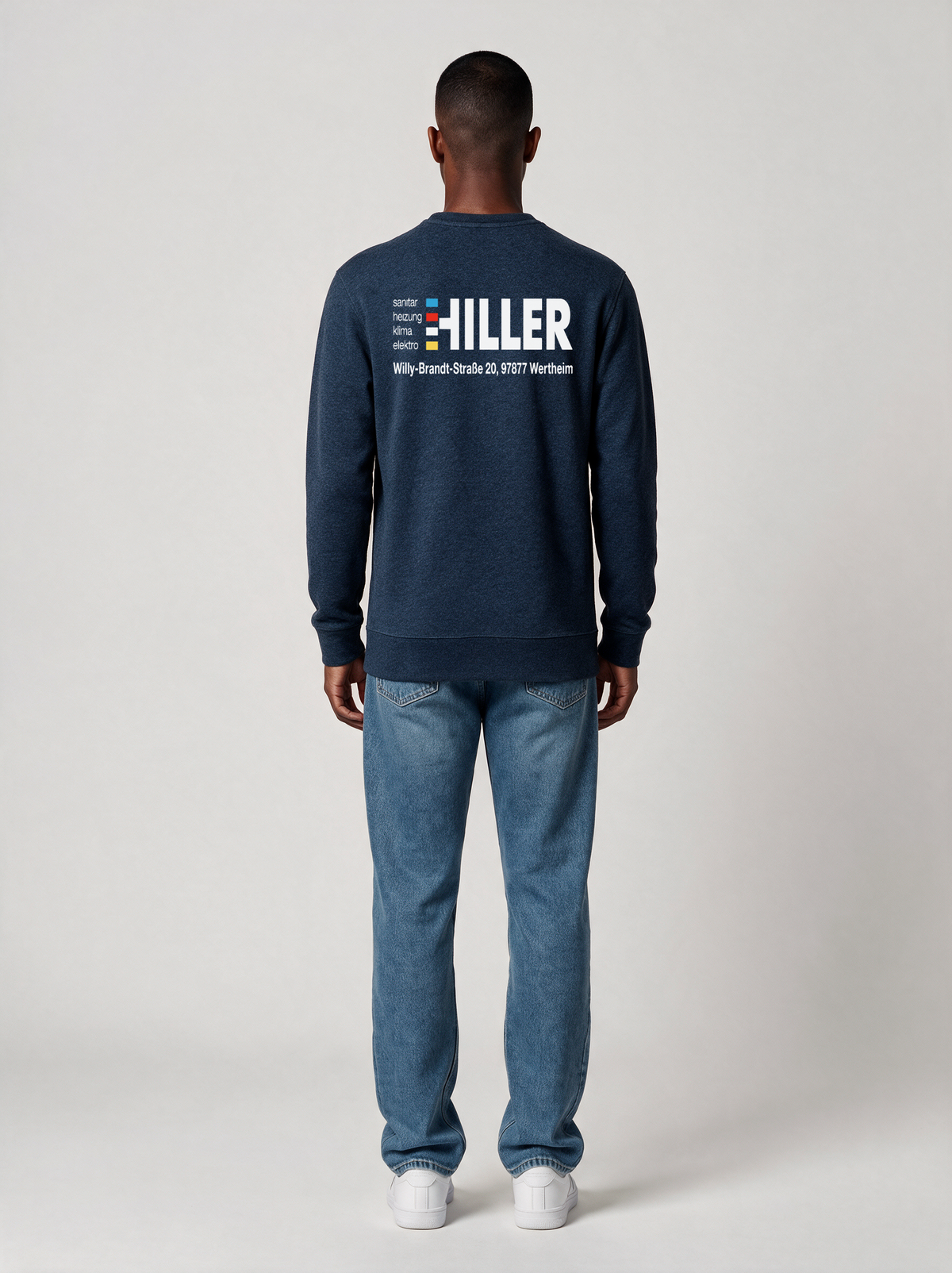 Sweatshirt Bio test Navy meliert in Navy meliert, Rückansicht