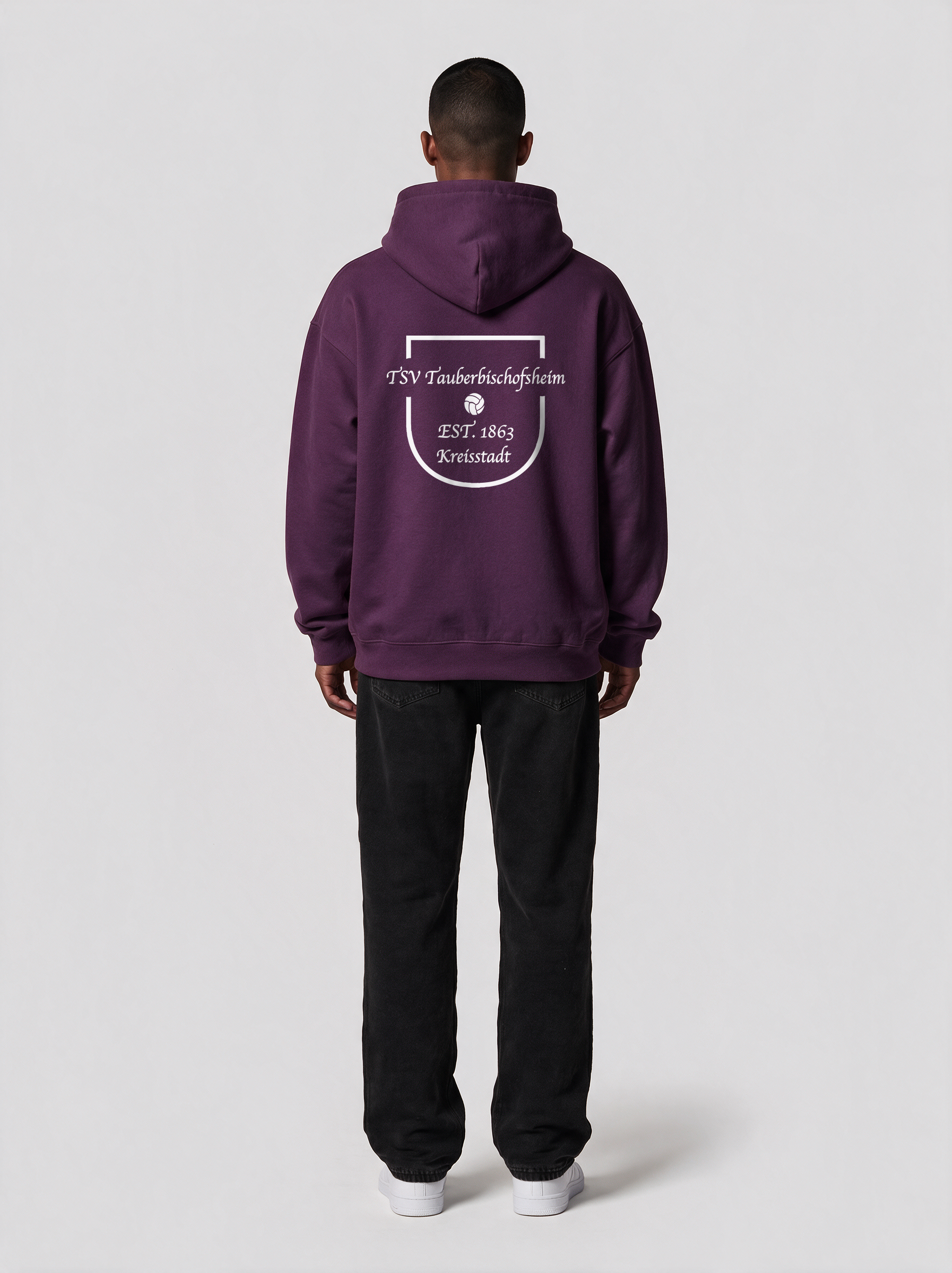 Hoodie TSV Tauberbischofsheim Aubergine, Rückansicht