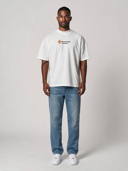 T-Shirt Oversize Mockneck LUKE´S Erste Hilfe Kurs in Weiß, Vorderansicht