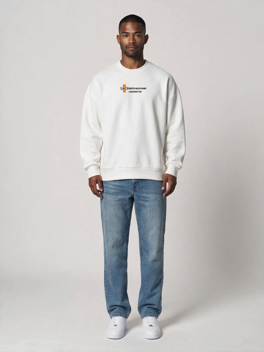 Pullover Oversize LUKE´S Erste Hilfe Kurs in Weiß, Vorderansicht