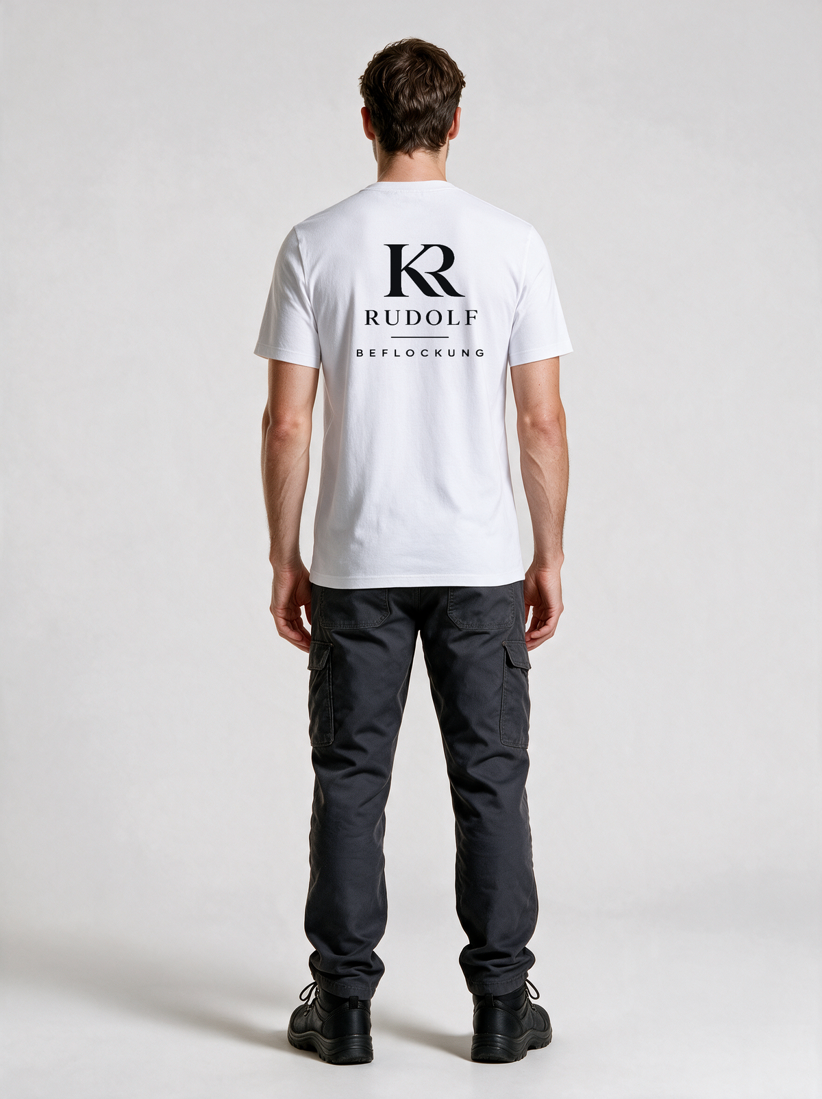 T-Shirt Rudolf Beflockung Weiß in Weiß, Rückansicht