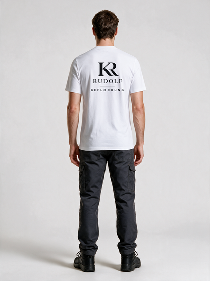 T-Shirt Rudolf Beflockung Weiß in Weiß, Rückansicht
