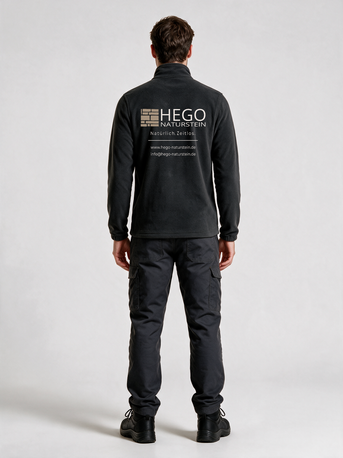 Fleecejacke Unisex HEGO Naturstein GmbH Dunkelgrau in Dunkelgrau, Rückansicht