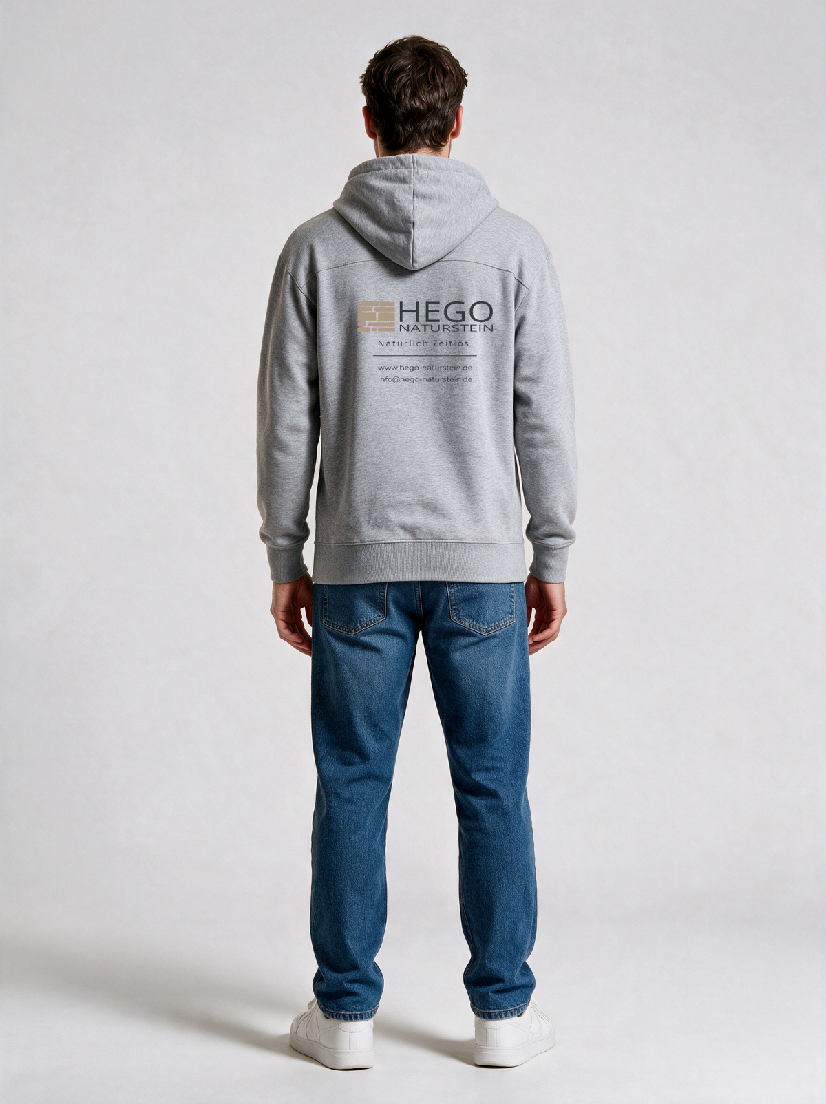 Hoodie Unisex HEGO Naturstein GmbH Oxfordgrau in Oxfordgrau, Rückansicht