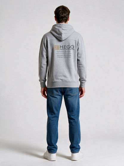 Hoodie Unisex HEGO Naturstein GmbH Oxfordgrau in Oxfordgrau, Rückansicht