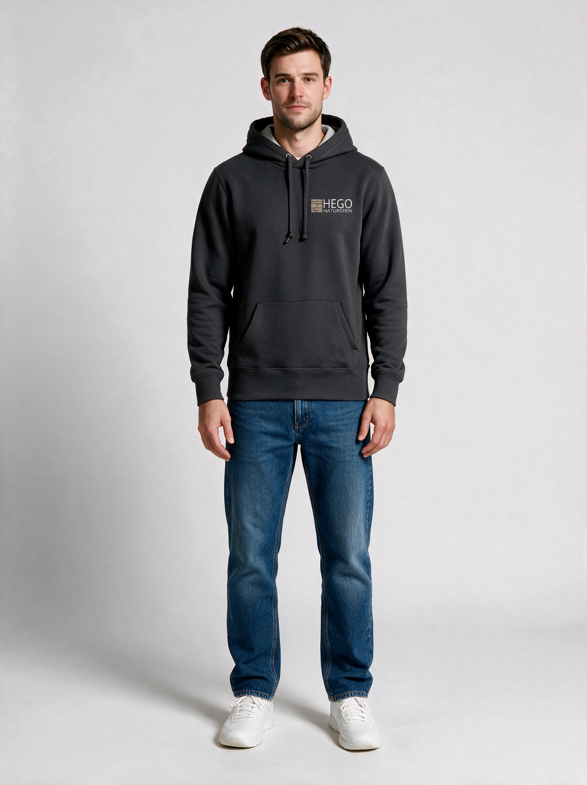 Hoodie Unisex HEGO Naturstein GmbH Dunkelgrau in Dunkelgrau, Vorderansicht
