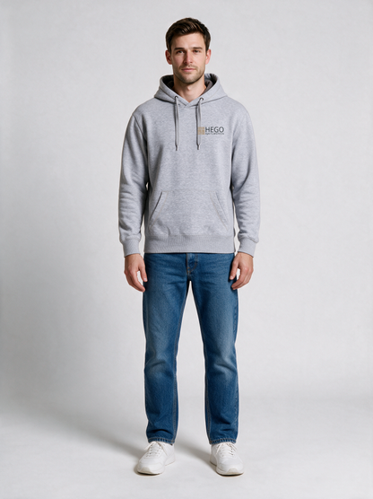 Hoodie Unisex HEGO Naturstein GmbH Oxfordgrau in Oxfordgrau, Vorderansicht