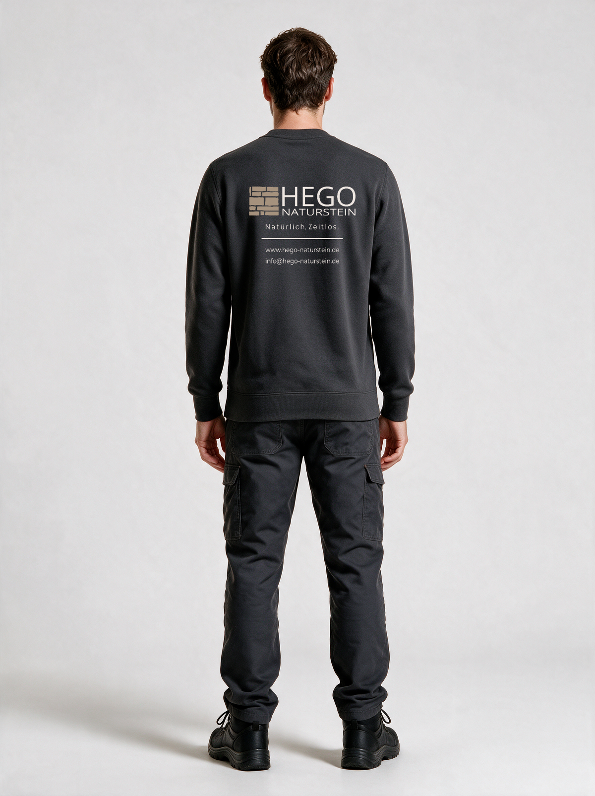 Sweatshirt Unisex HEGO Naturstein GmbH Dunkelgrau in Dunkelgrau, Rückansicht