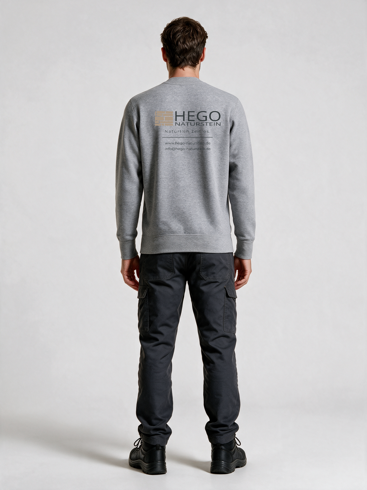 Sweatshirt Unisex HEGO Naturstein GmbH Oxfordgrau in Oxfordgrau, Rückansicht