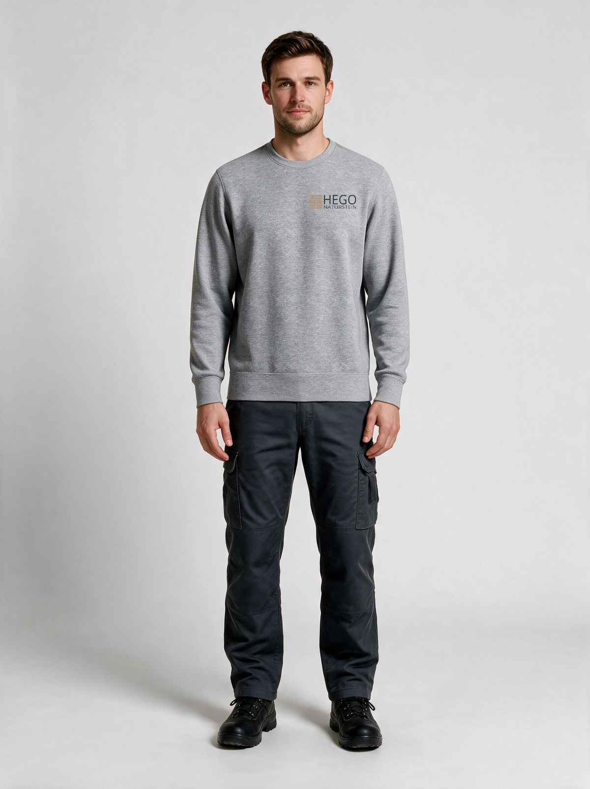Sweatshirt Unisex HEGO Naturstein GmbH Oxfordgrau in Oxfordgrau, Vorderansicht