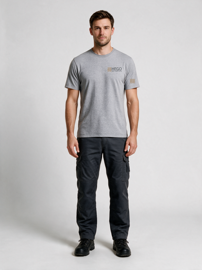 T-Shirt HEGO Naturstein GmbH Oxfordgrau in Oxfordgrau, Vorderansicht