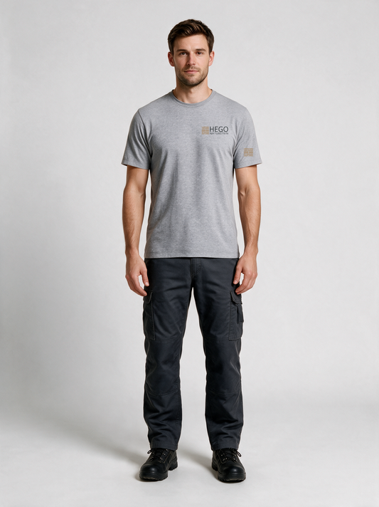 T-Shirt HEGO Naturstein GmbH Oxfordgrau in Oxfordgrau, Vorderansicht