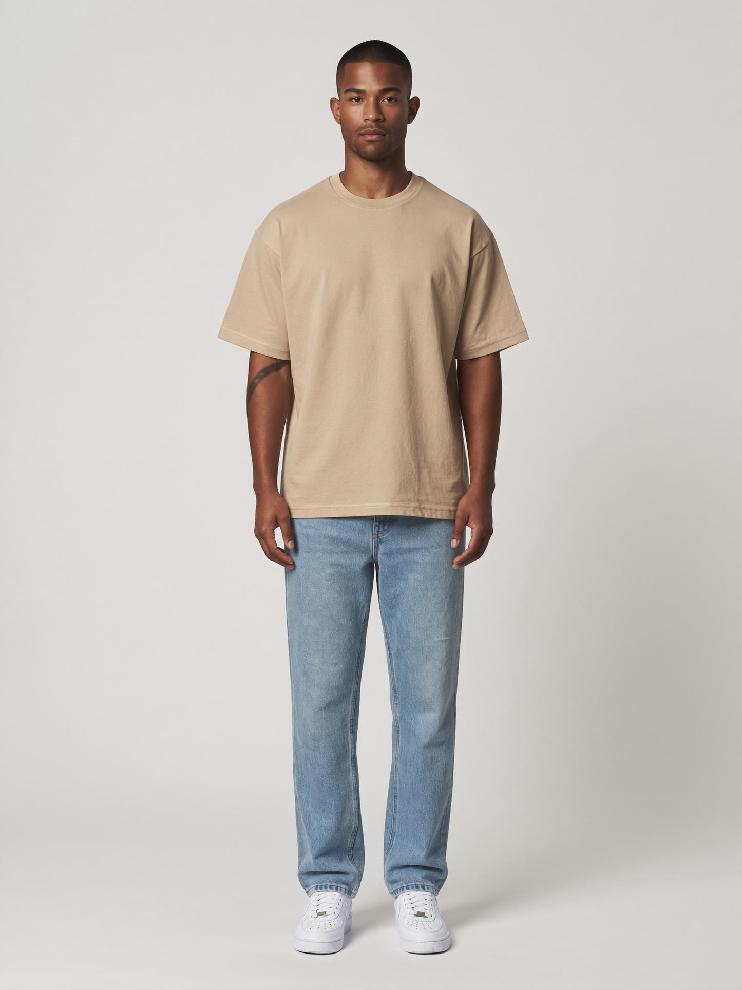 T-Shirt Oversize Heavy in Sand, Vorderansicht