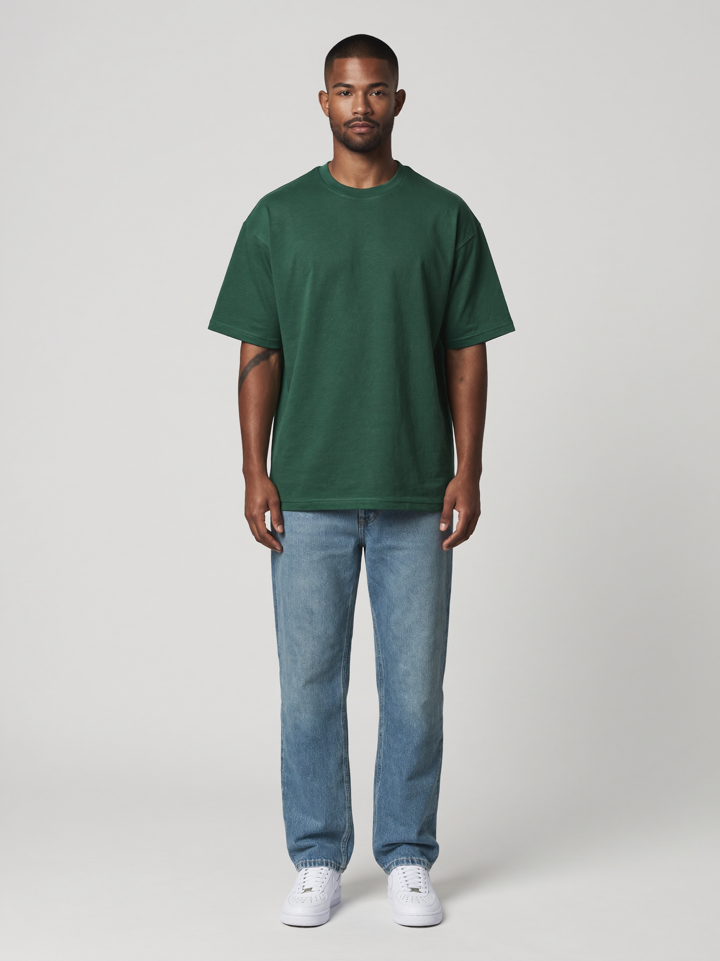 T-Shirt Oversize Heavy in Dunkelgrün, Vorderansicht