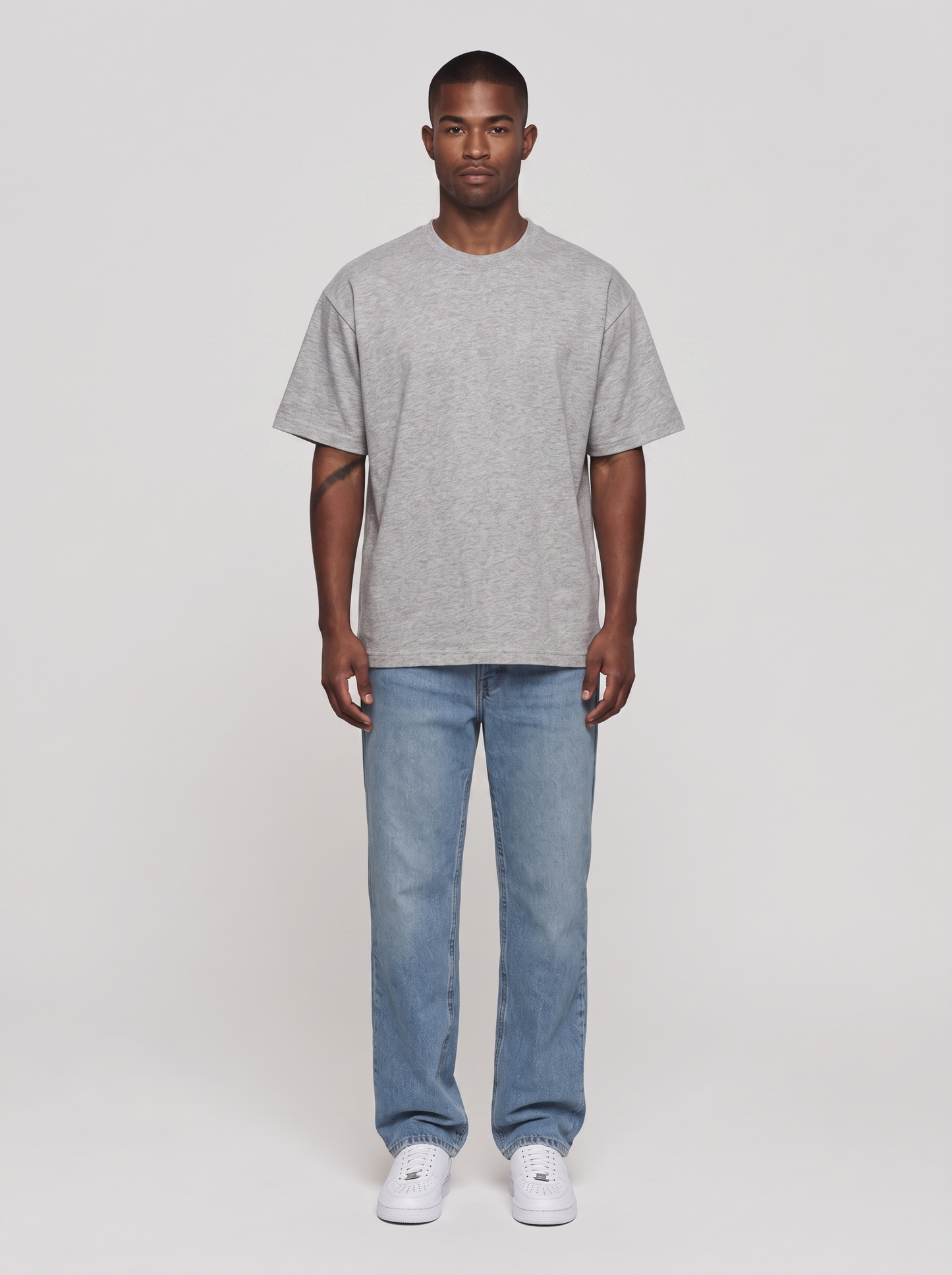 T-Shirt Oversize Heavy in Grau meliert, Vorderansicht