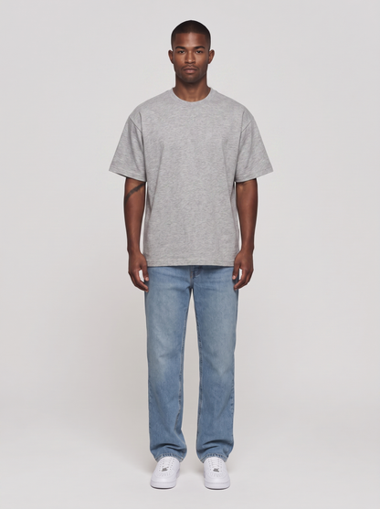 T-Shirt Oversize Heavy in Grau meliert, Vorderansicht