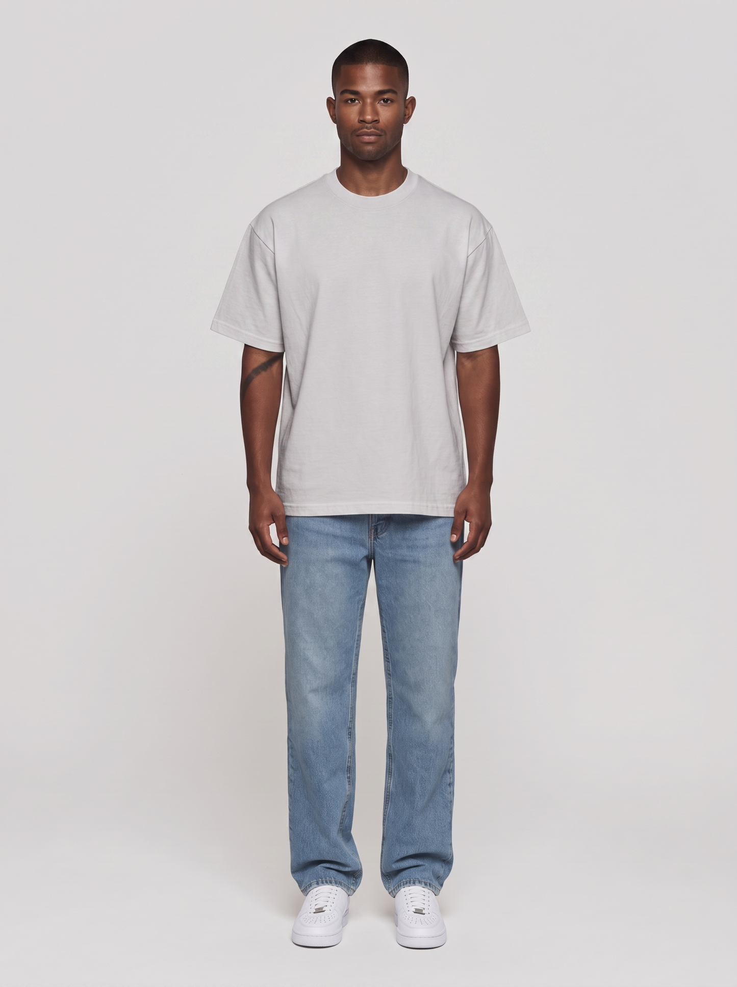 T-Shirt Oversize Heavy in Hellgrau, Vorderansicht