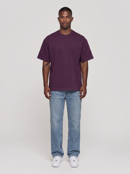 T-Shirt Oversize Heavy in Aubergine, Vorderansicht
