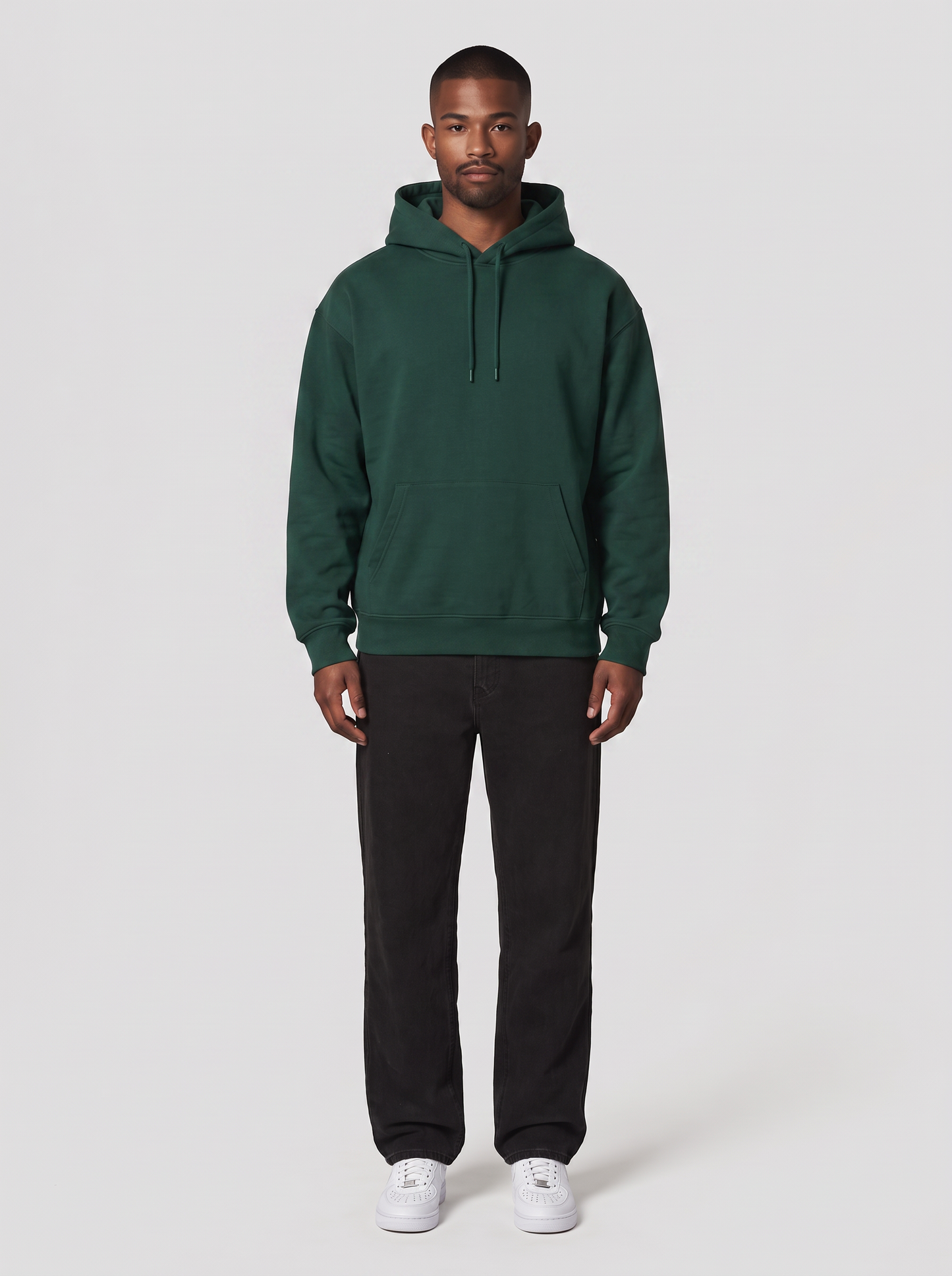 Hoodie Oversize Heavy in Dunkelgrün, Vorderansicht