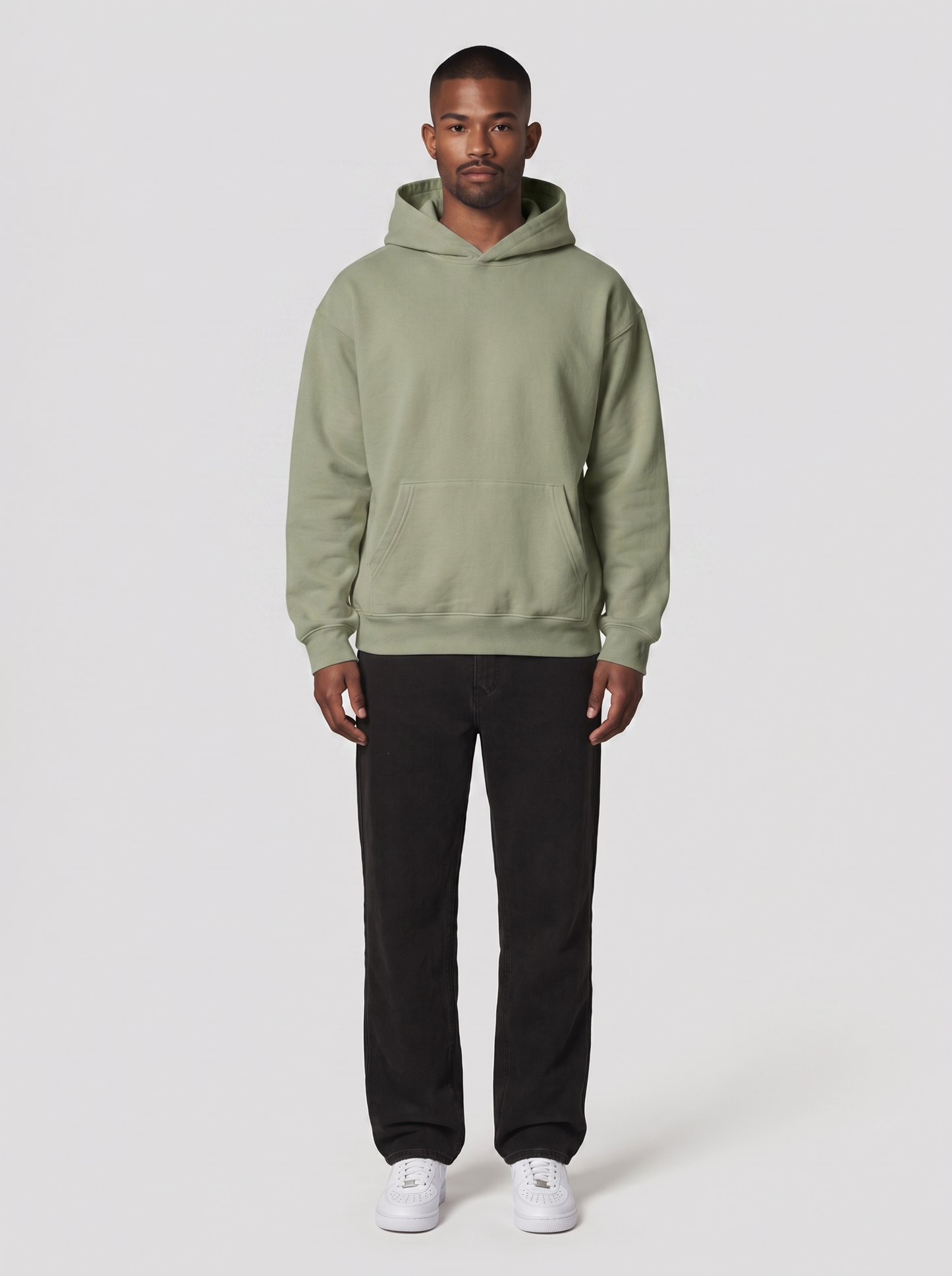 Hoodie Oversize Heavy in Oliv, Vorderansicht