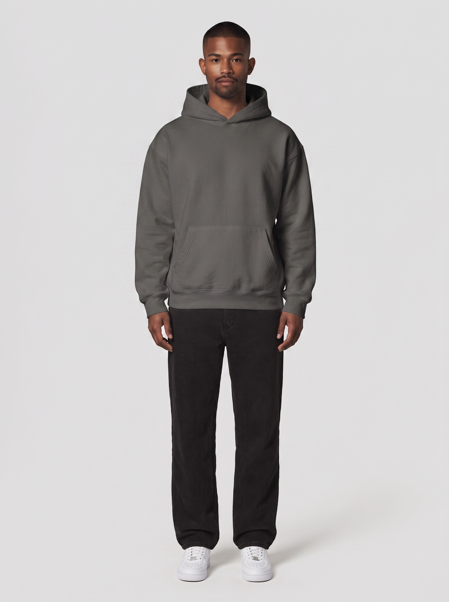 Hoodie Oversize Heavy in Dunkelgrau, Vorderansicht