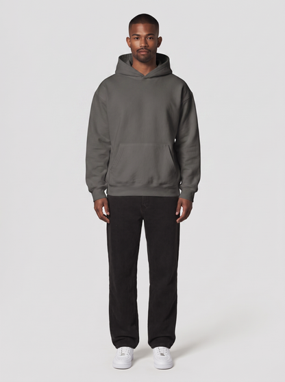 Hoodie Oversize Heavy in Dunkelgrau, Vorderansicht