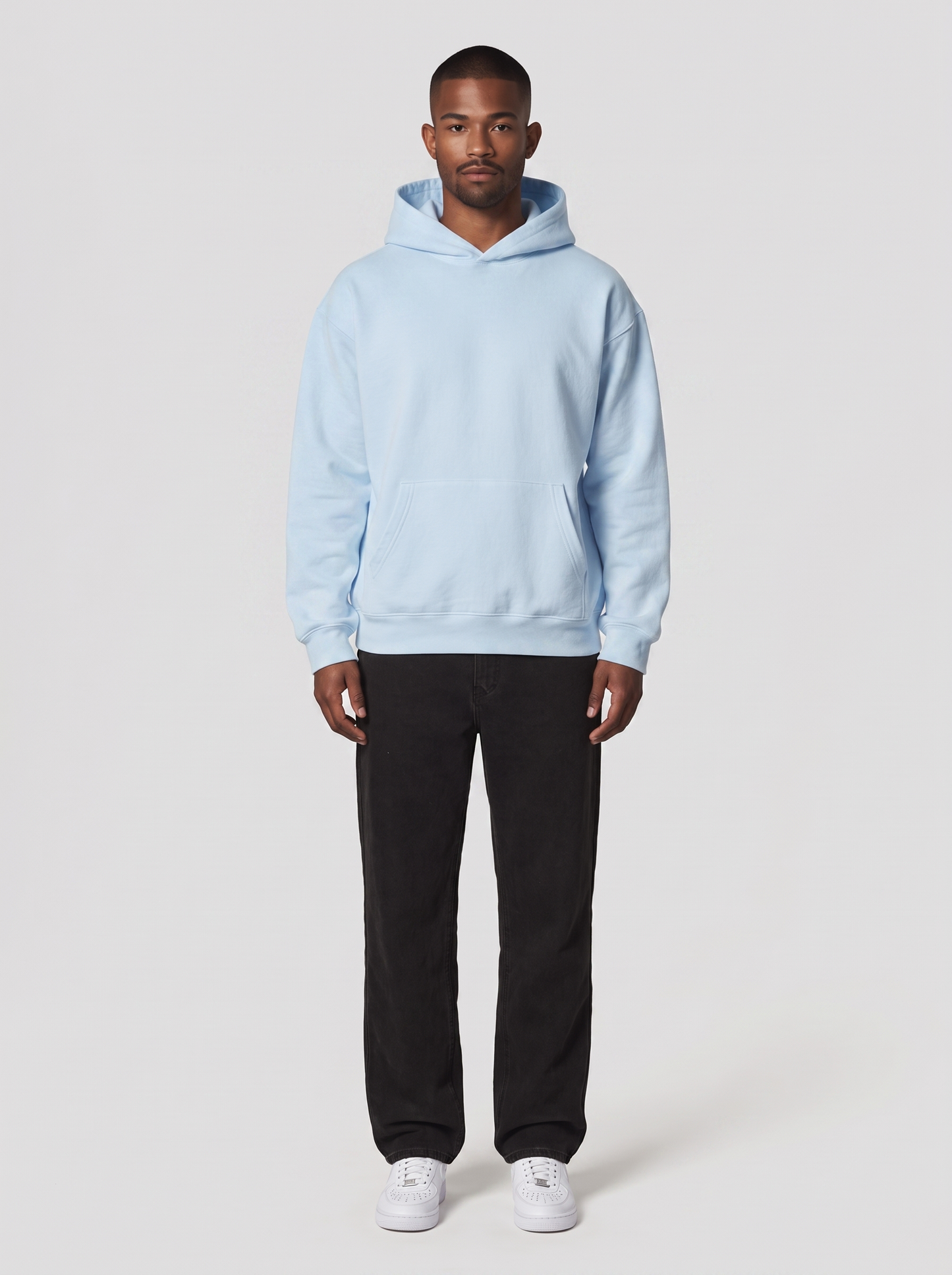 Hoodie Oversize Heavy in Hellblau, Vorderansicht