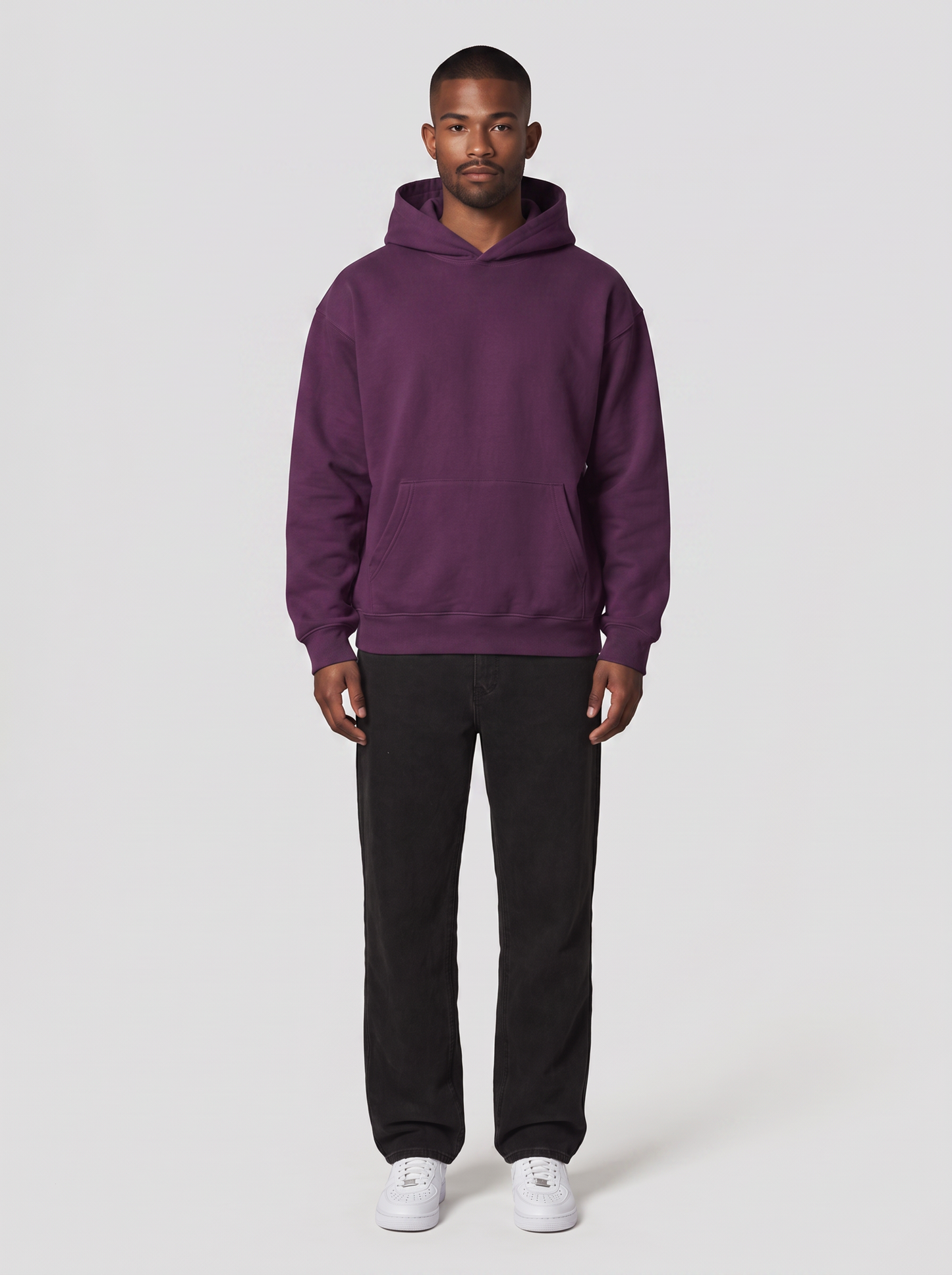 Hoodie Oversize Heavy in Aubergine, Vorderansicht