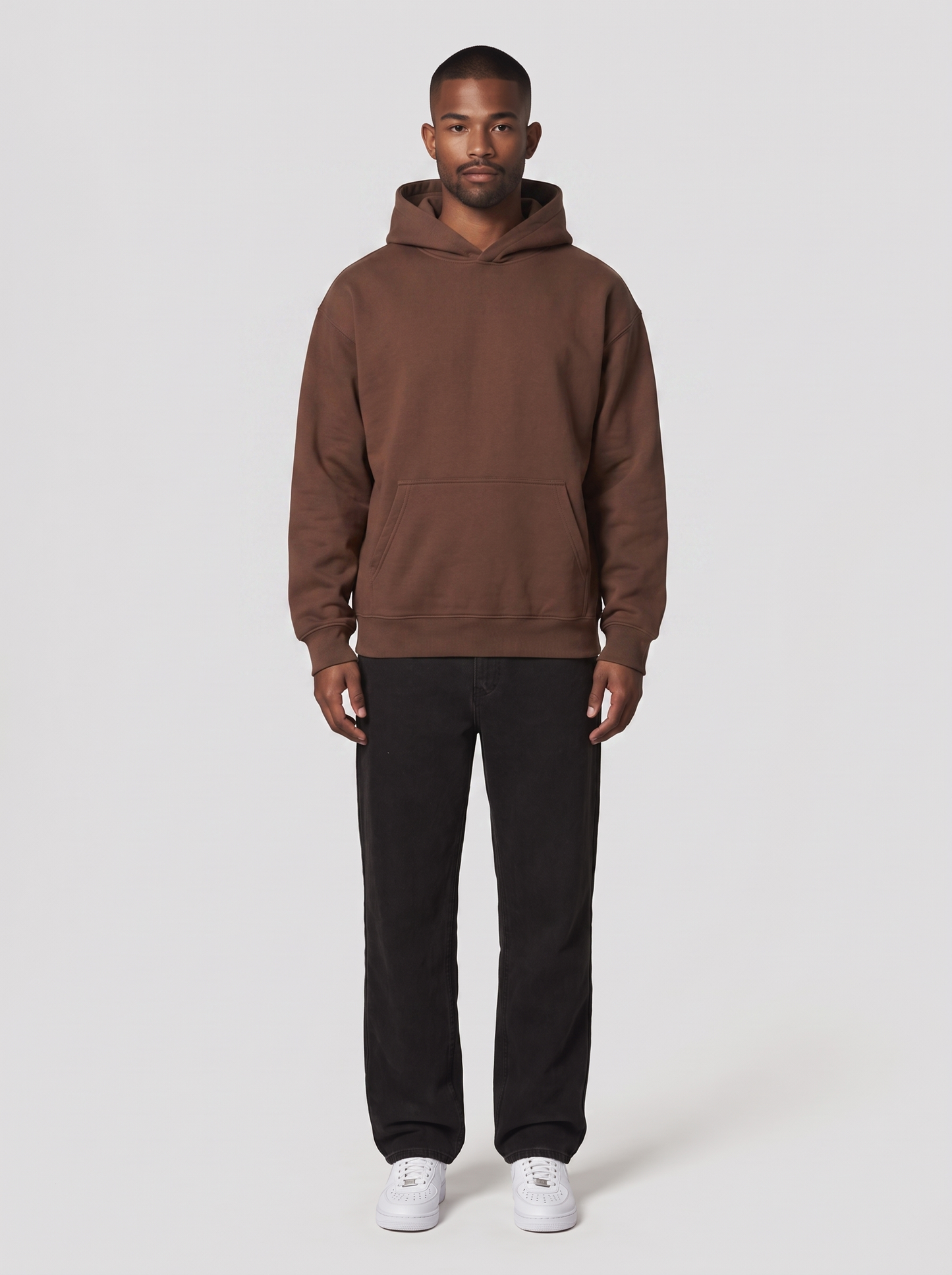 Hoodie Oversize Heavy in Braun, Vorderansicht