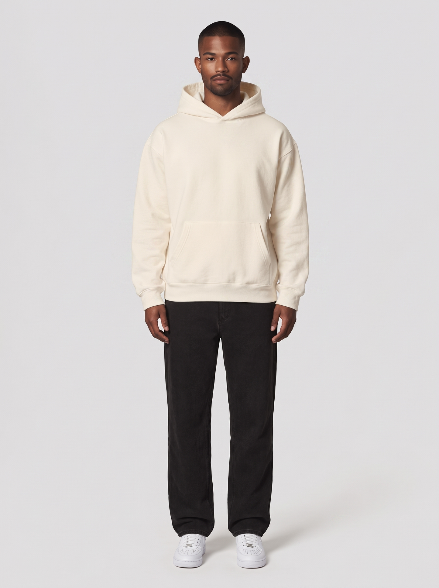 Hoodie Oversize Heavy in Creme, Vorderansicht