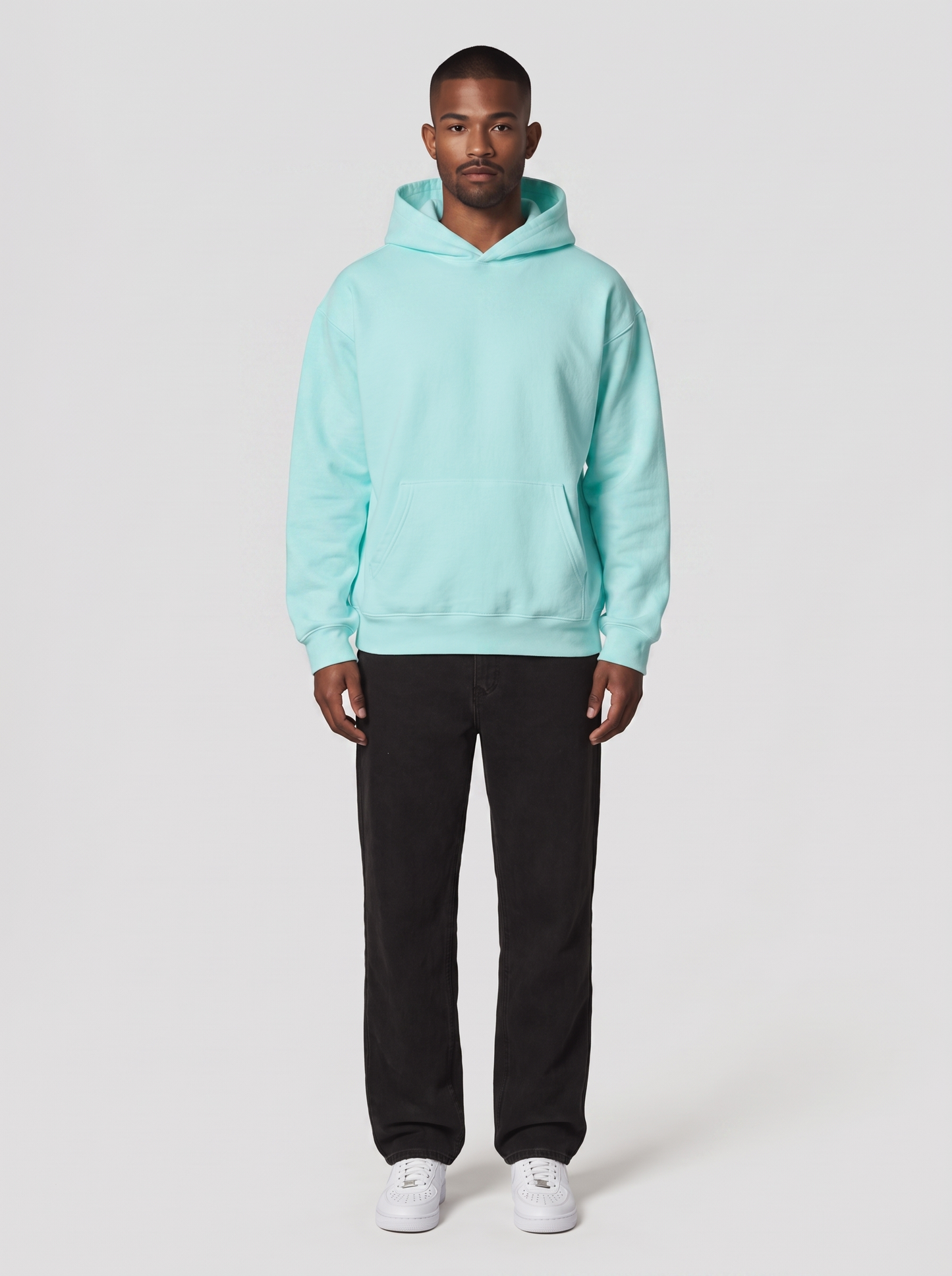 Hoodie Oversize Heavy in Türkis, Vorderansicht
