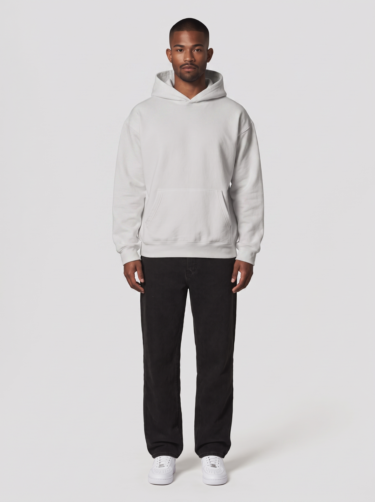 Hoodie Oversize Heavy in Hellgrau, Vorderansicht