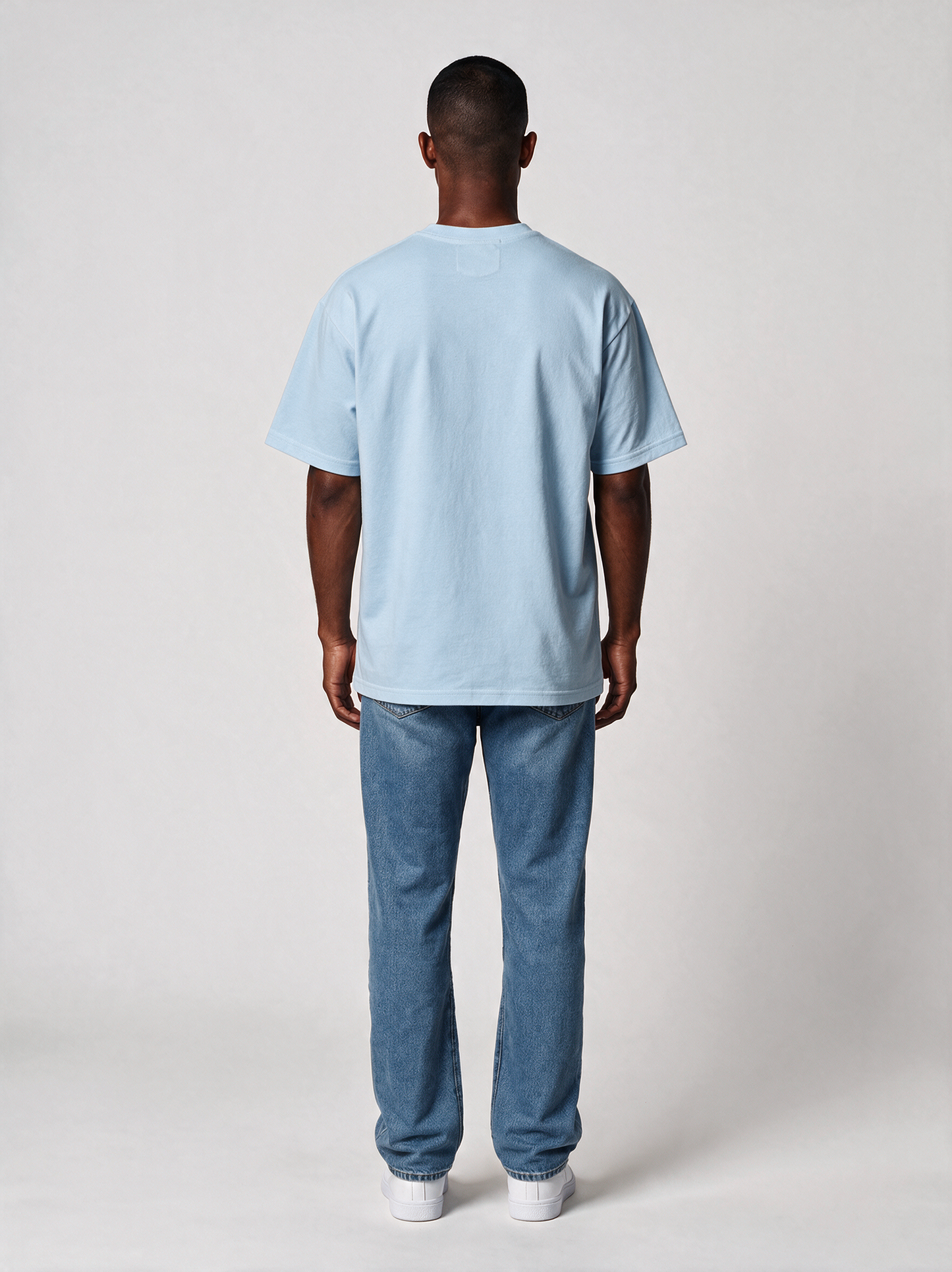 T-Shirt Oversize Heavy in Hellblau, Rückansicht