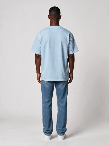 T-Shirt Oversize Heavy in Hellblau, Rückansicht