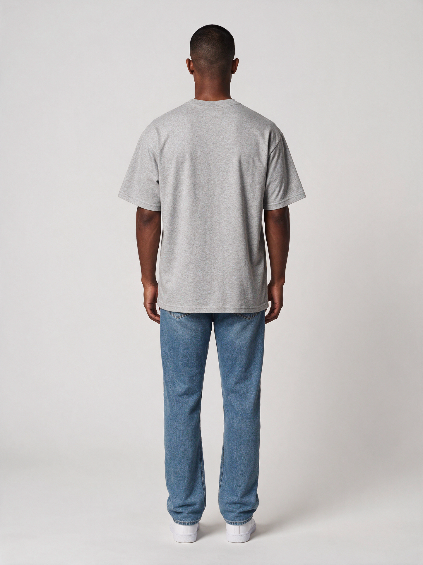 T-Shirt Oversize Heavy in Grau meliert, Rückansicht