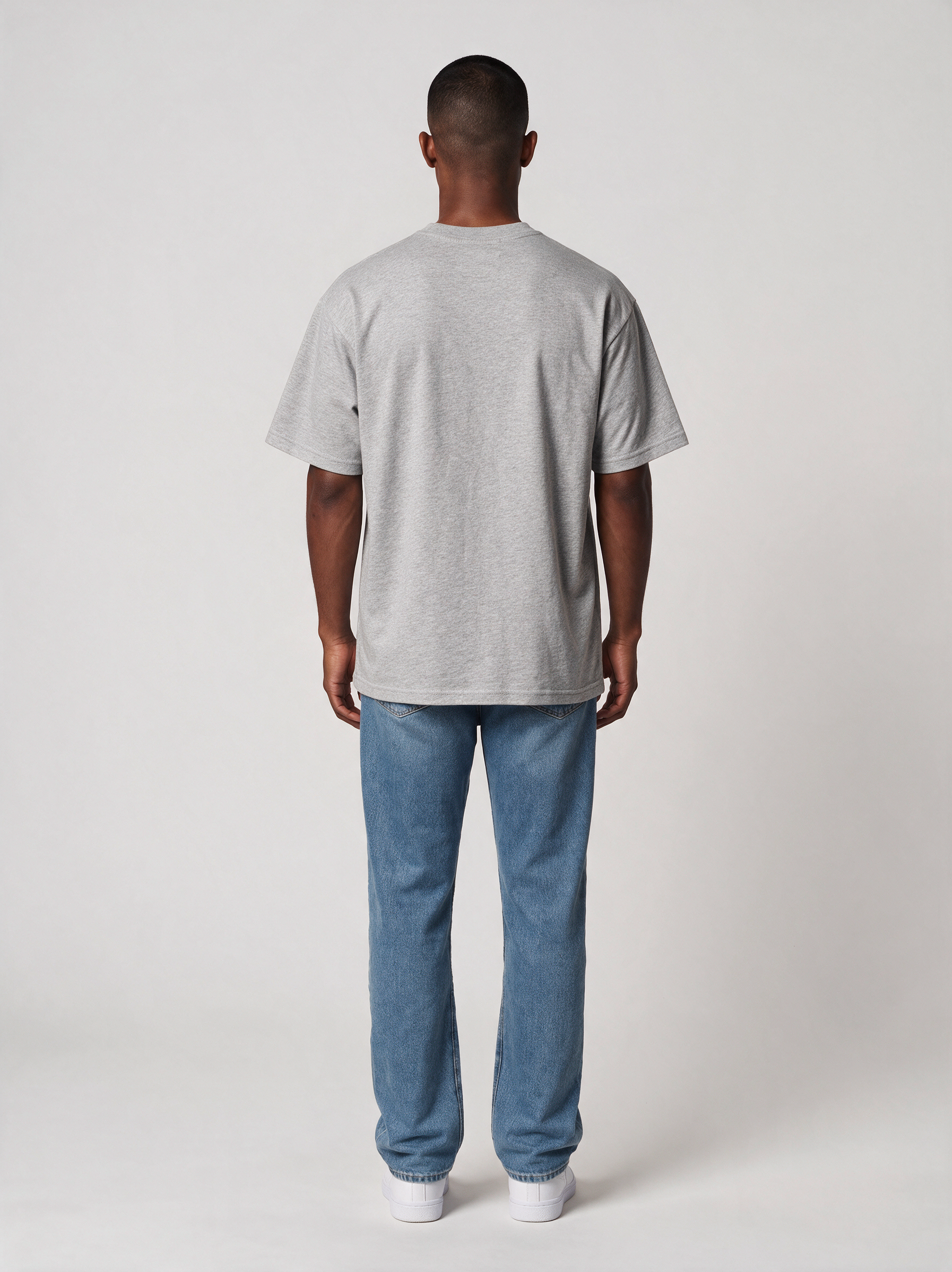 T-Shirt Oversize Heavy in Grau meliert, Rückansicht