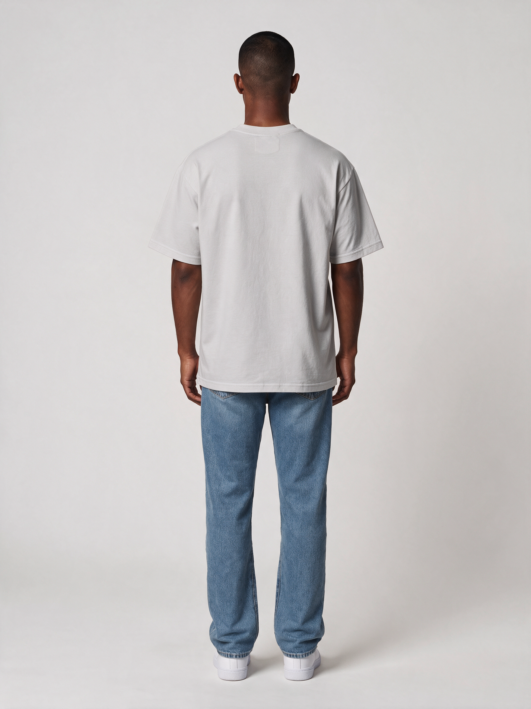 T-Shirt Oversize Heavy in Hellgrau, Rückansicht