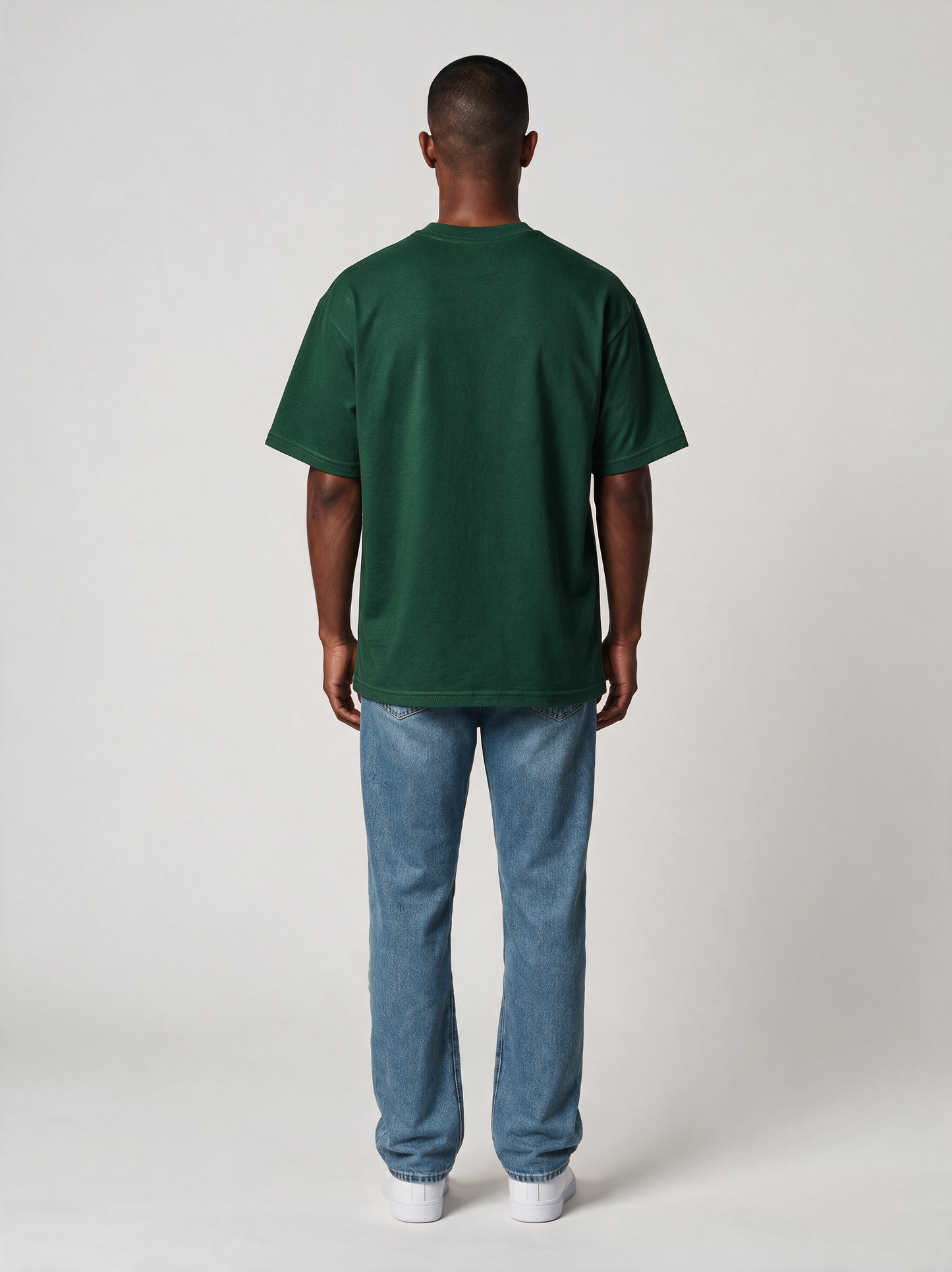 T-Shirt Oversize Heavy in Dunkelgrün, Rückansicht