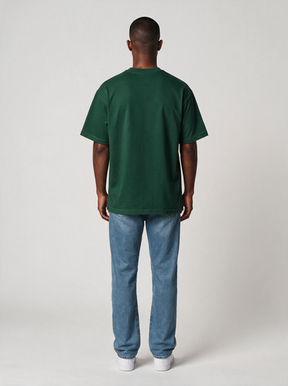 T-Shirt Oversize Heavy in Dunkelgrün, Rückansicht