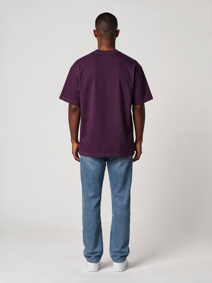 T-Shirt Oversize Heavy in Aubergine, Rückansicht