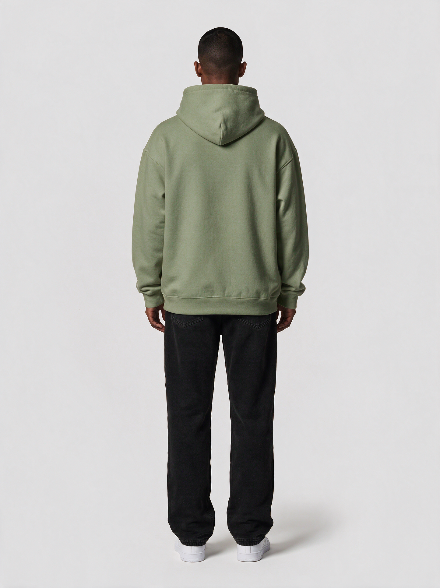 Hoodie Oversize Heavy in Oliv, Rückansicht