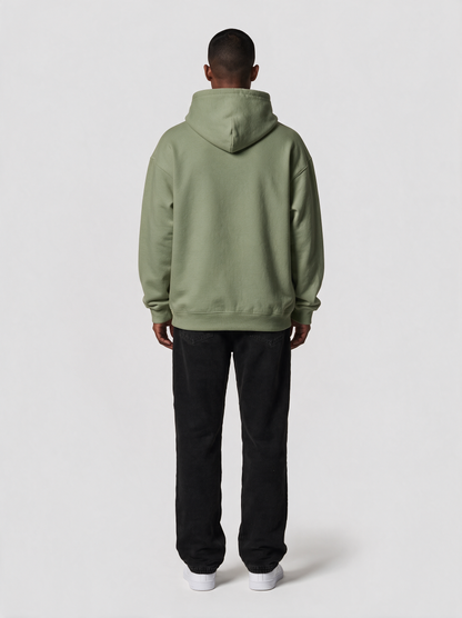 Hoodie Oversize Heavy in Oliv, Rückansicht