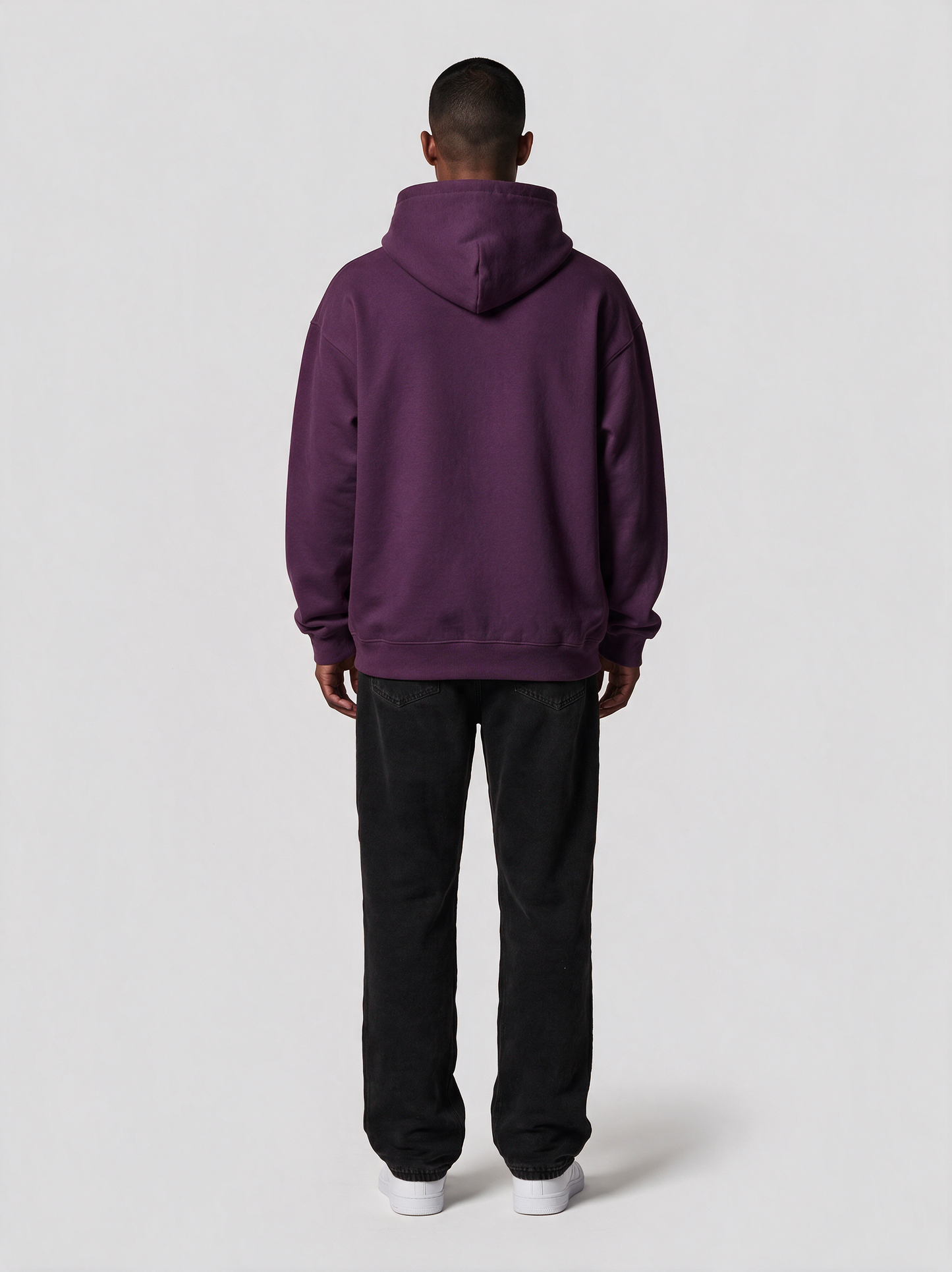 Hoodie Oversize Heavy in Aubergine, Rückansicht