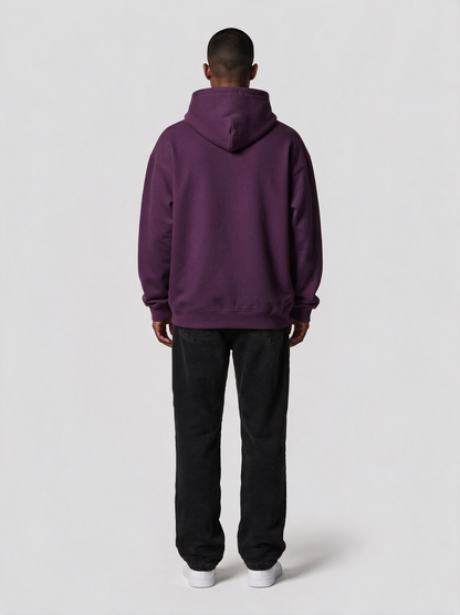 Hoodie Oversize Heavy in Aubergine, Rückansicht