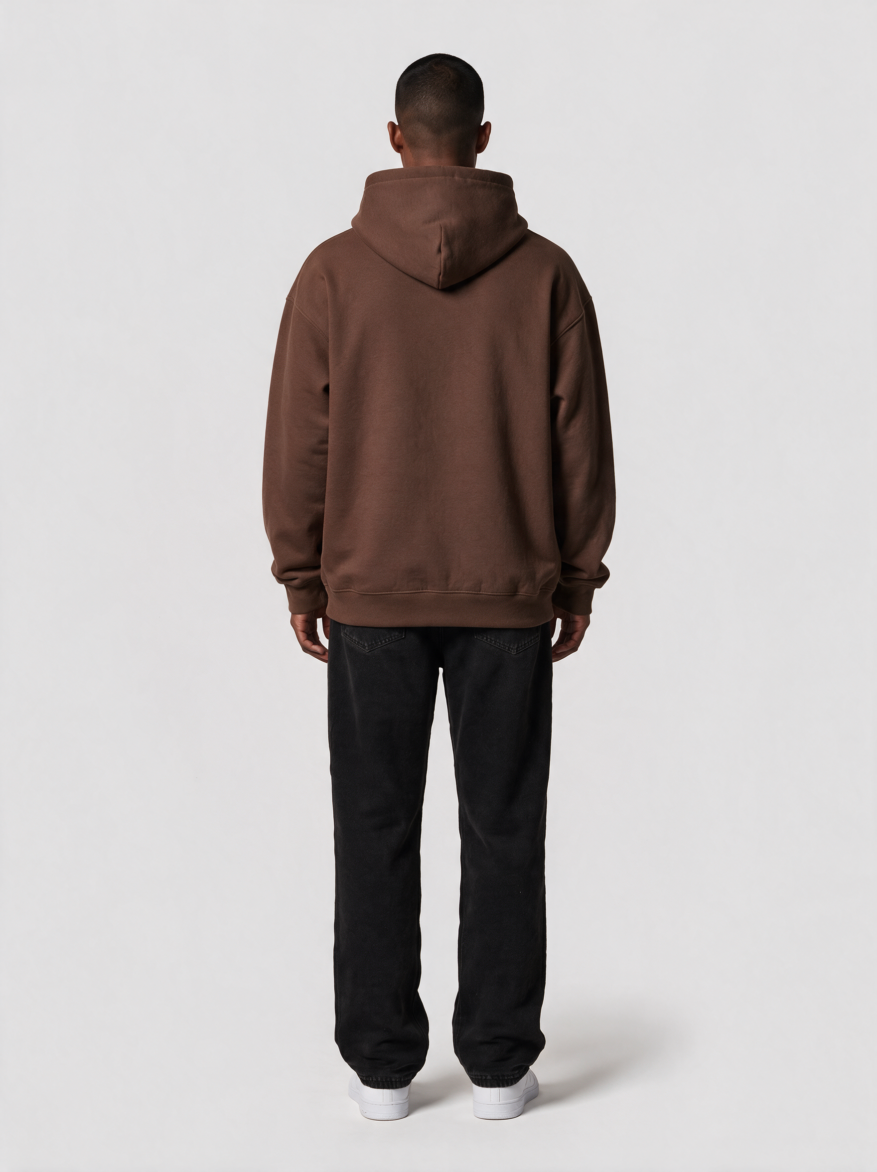 Hoodie Oversize Heavy in Braun, Rückansicht