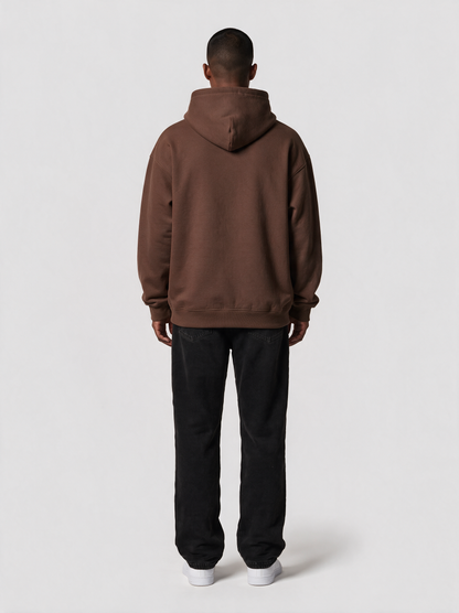 Hoodie Oversize Heavy in Braun, Rückansicht